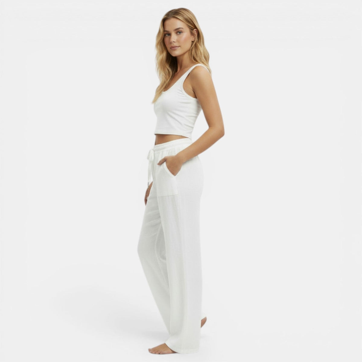 Pantalon large en lin femme