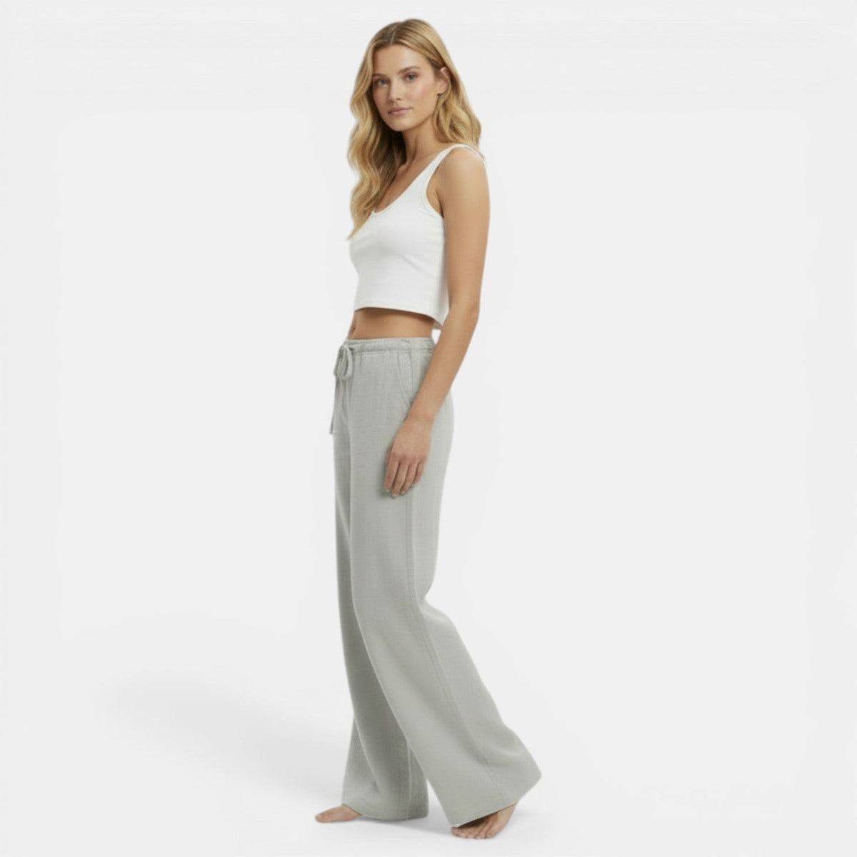 Pantalon large en lin femme