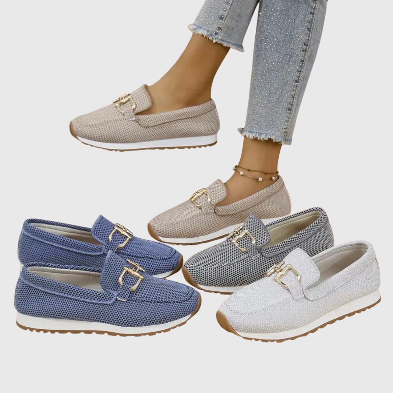 Mocassins femme en maille à semelle amortissante 11