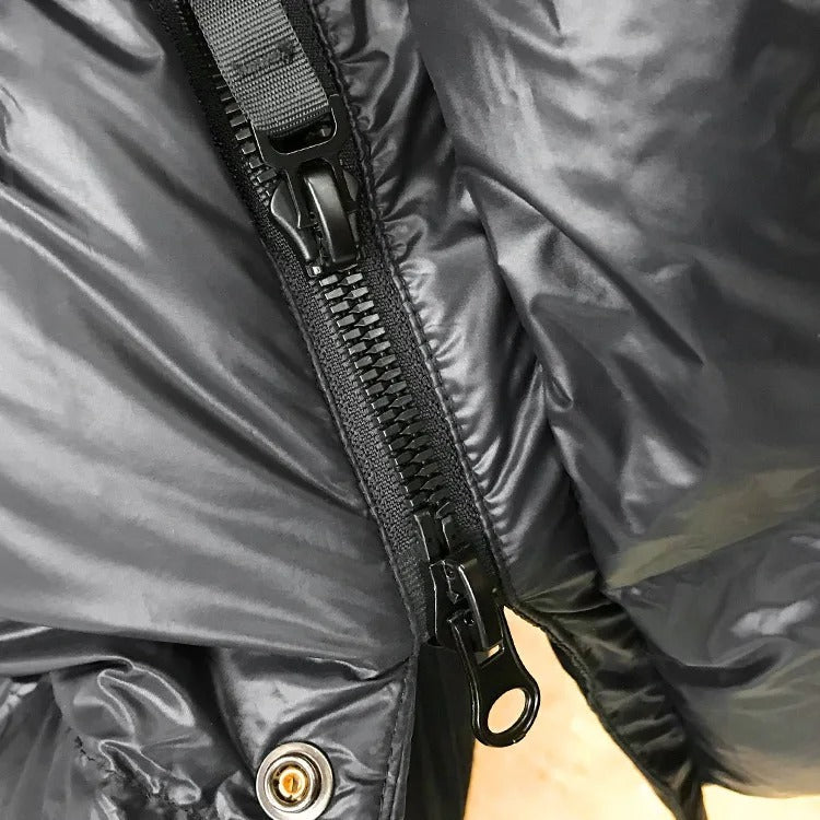 Doudoune femme longue brillante à capuche matelassée 7