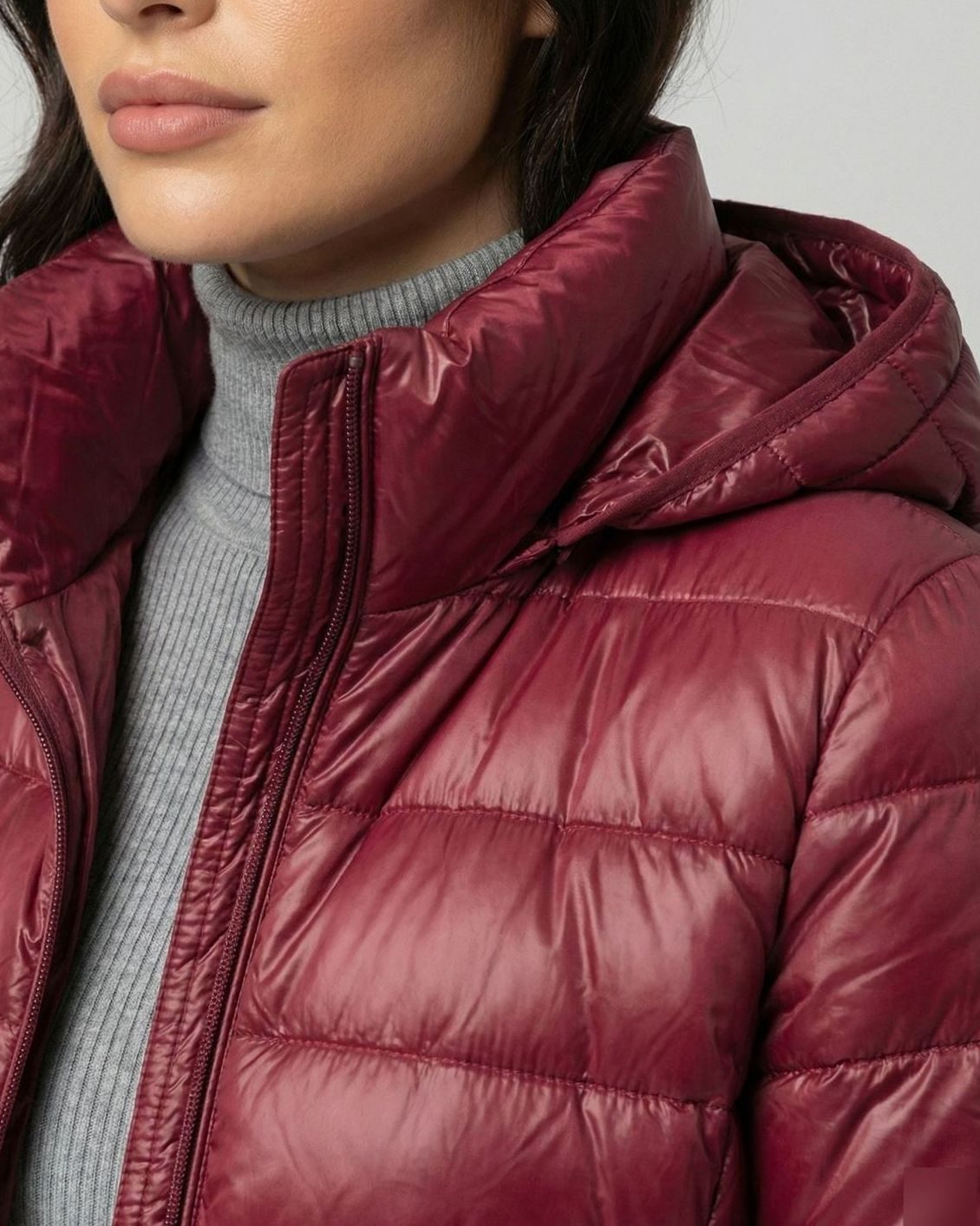 Doudoune femme longue légère à capuche coupe slim 8