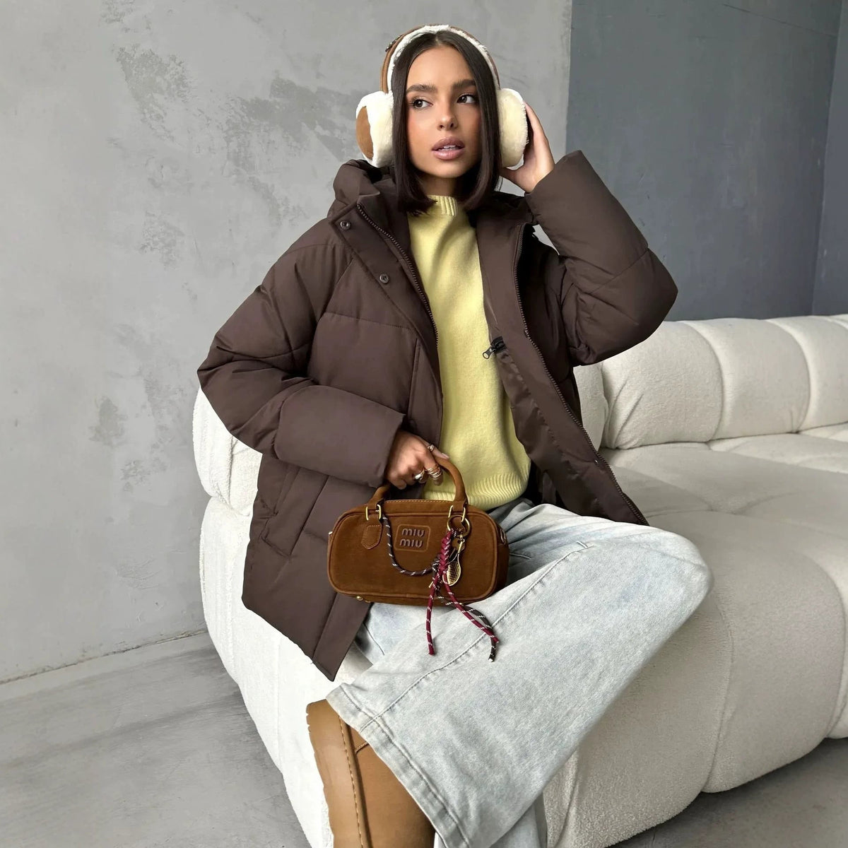 Doudoune femme oversize à capuche et poches intégrées 11