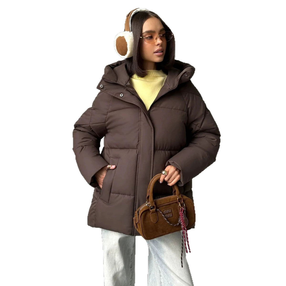 Doudoune femme oversize à capuche et poches intégrées 12