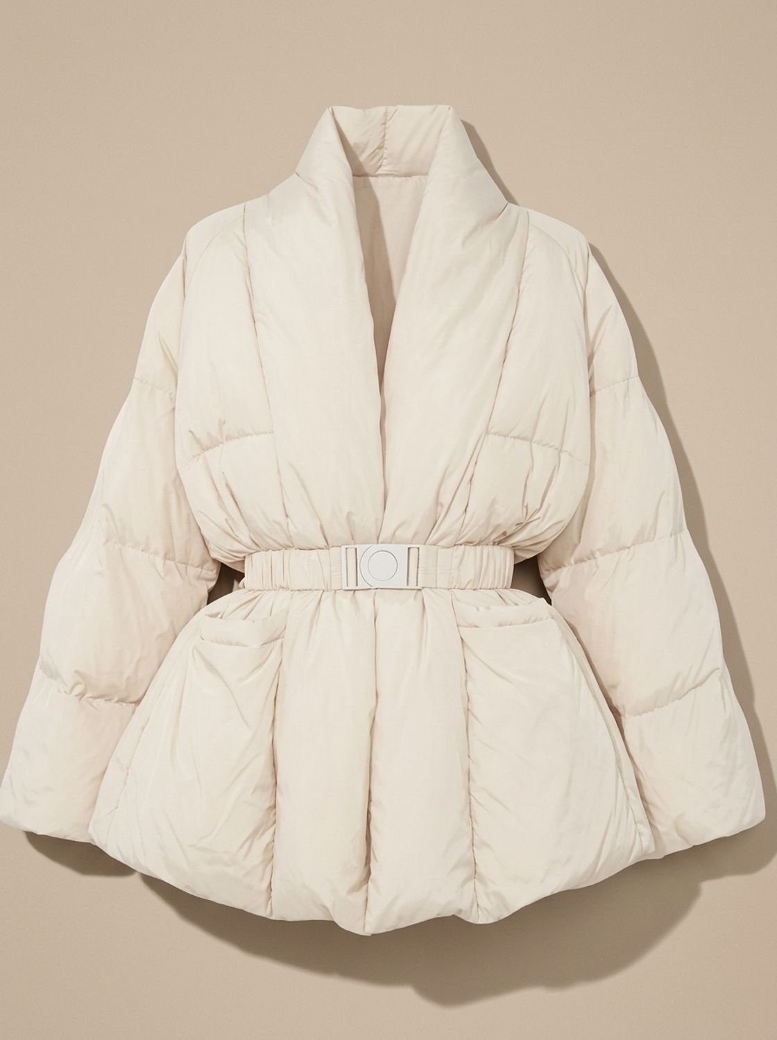 Doudoune femme oversize ceinturée à col montant 3