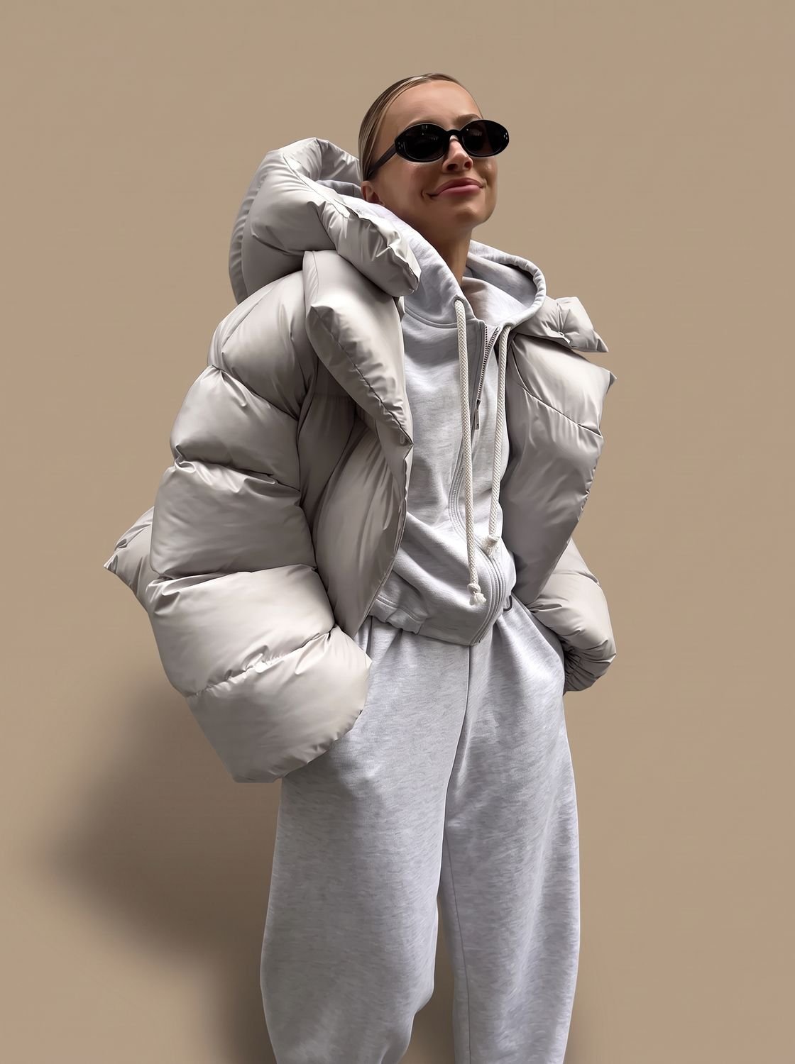 Doudoune femme oversize matelassée à col montant 1