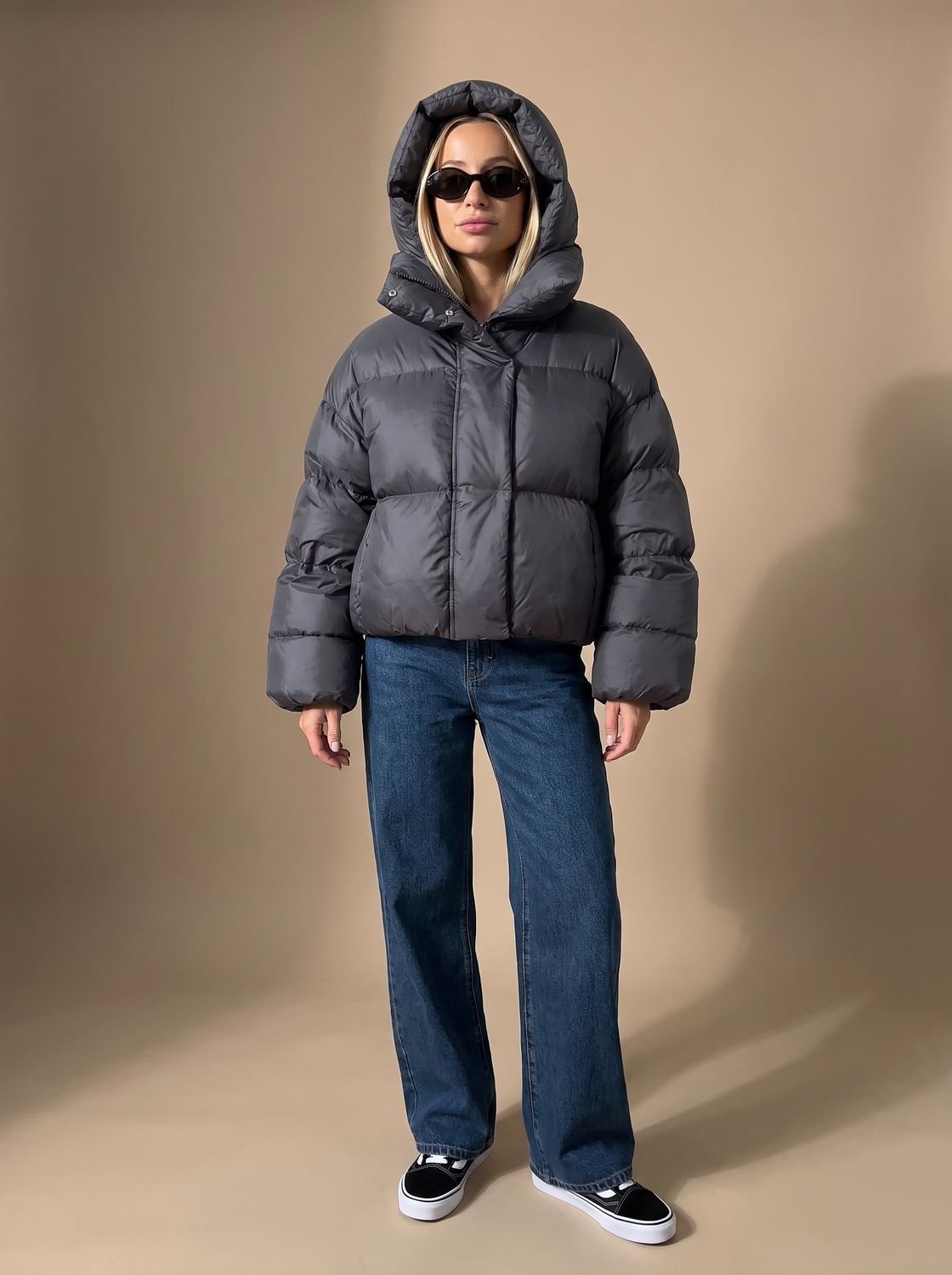 Doudoune femme oversize matelassée à col montant 5