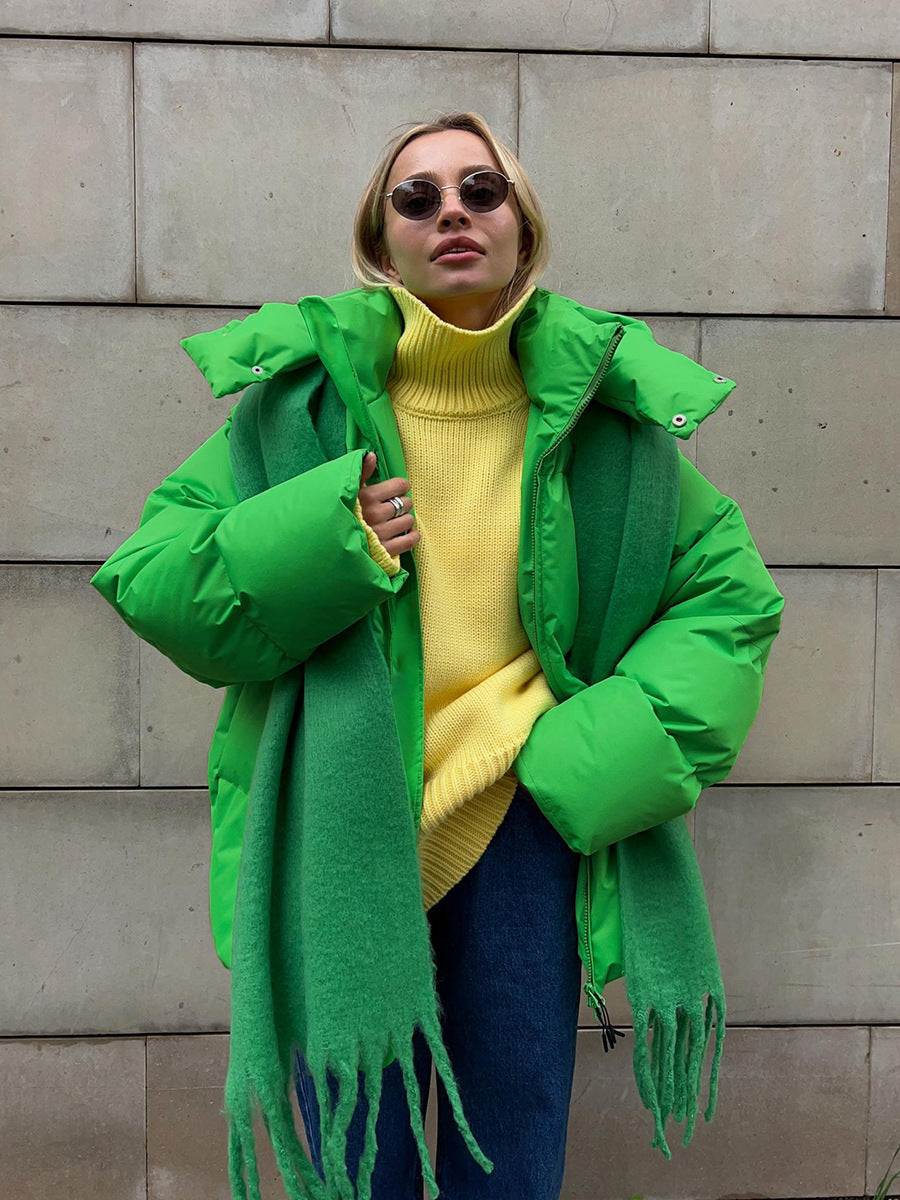 Doudoune oversized femme à capuche, col montant et poches 5