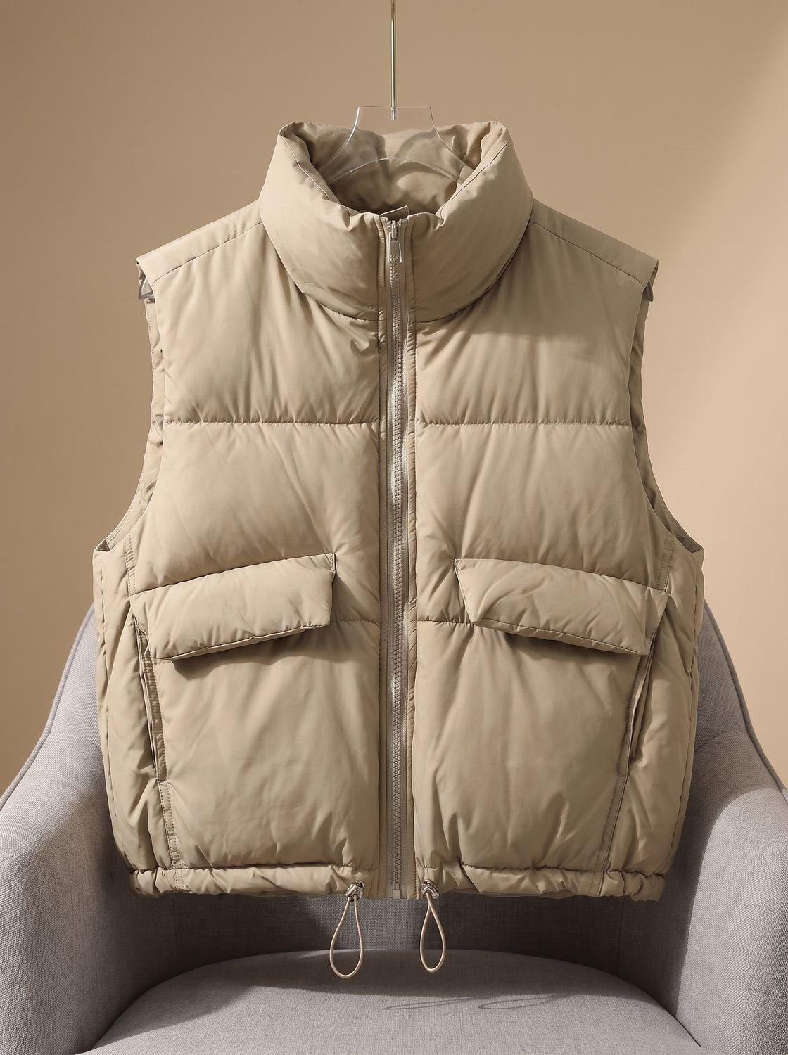 Doudoune sans manches femme courte coupe boxy ourlet à cordon 3
