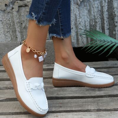 Mocassins femme à talon compensé tressés 10