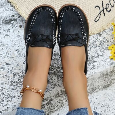 Mocassins femme à talon compensé tressés 6