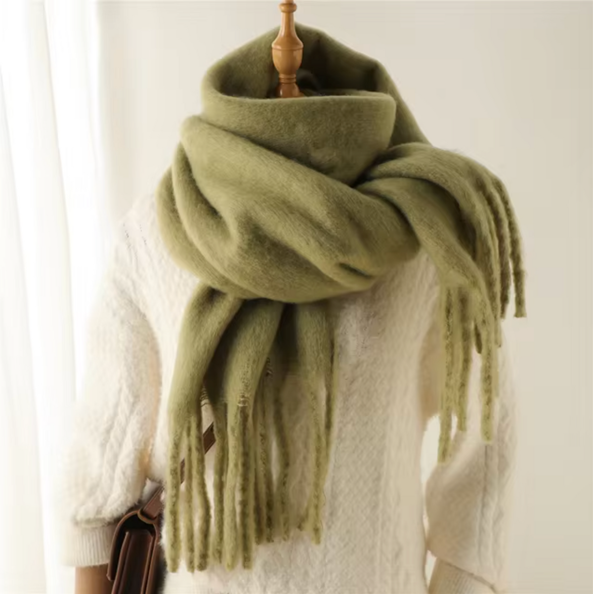 Écharpe pashmina unie à franges femme 10