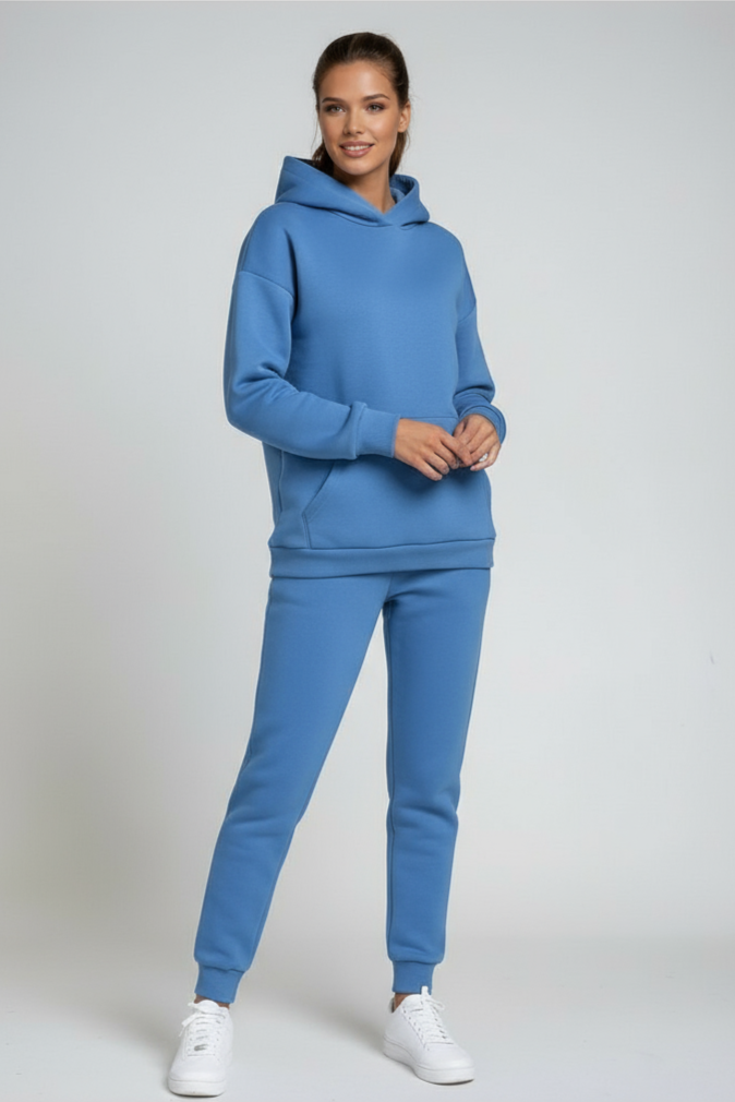 Ensemble détente femme à capuche avec pantalon de jogging et bords côtelés 6