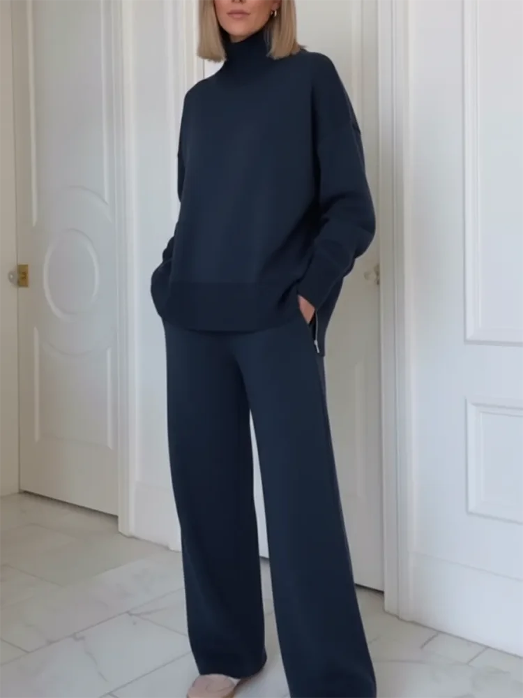 Ensemble deux pièces femme à col zippé et pantalon droit à poches 1