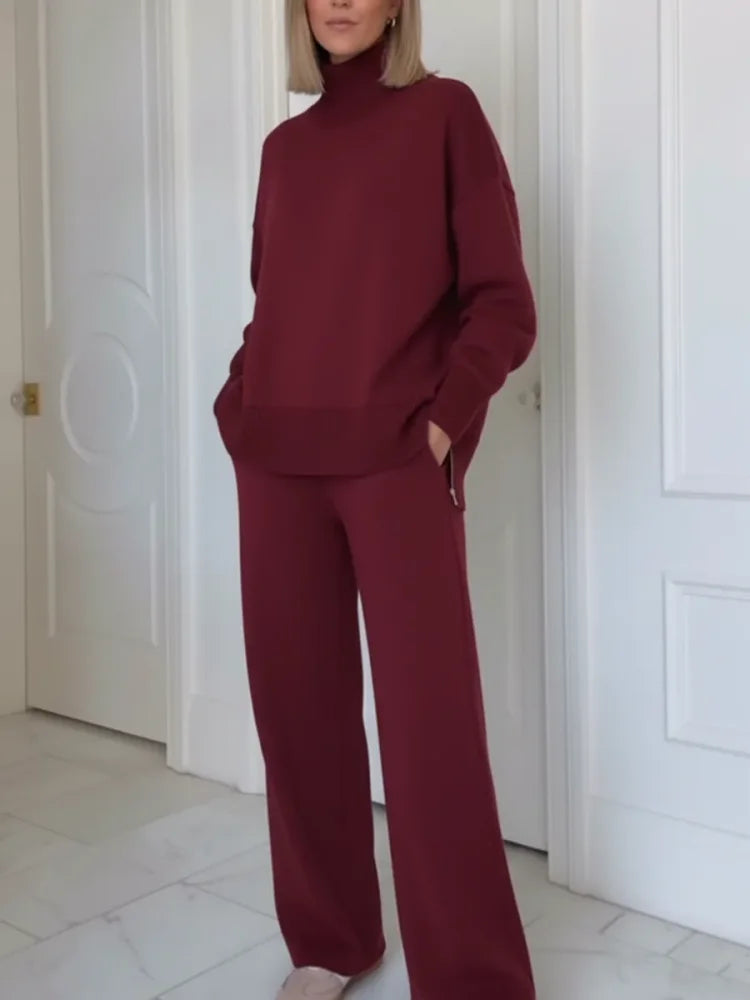 Ensemble deux pièces femme à col zippé et pantalon droit à poches 3