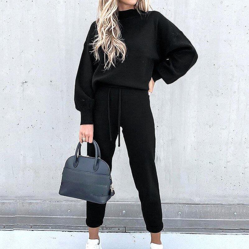 Ensemble deux pièces femme avec pull et pantalon en matière douce 2