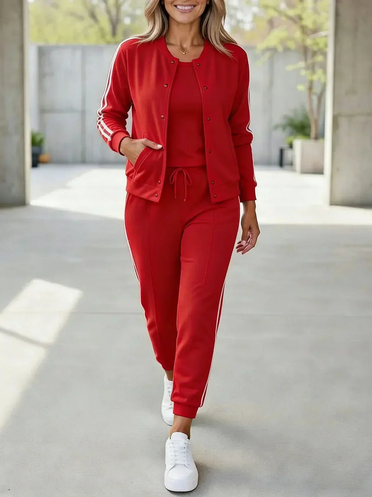 Ensemble veste et pantalon femme 3 pièces jogging sport chic 4