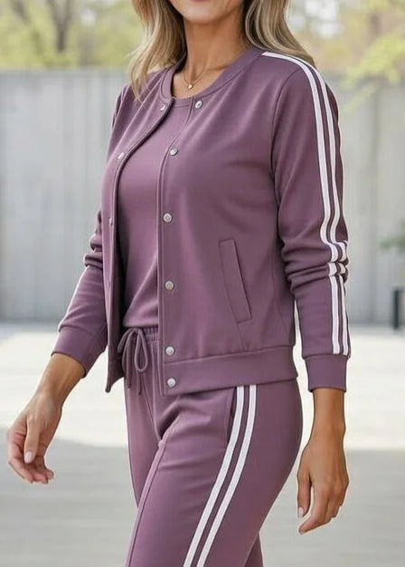 Ensemble veste et pantalon femme 3 pièces jogging sport chic 7