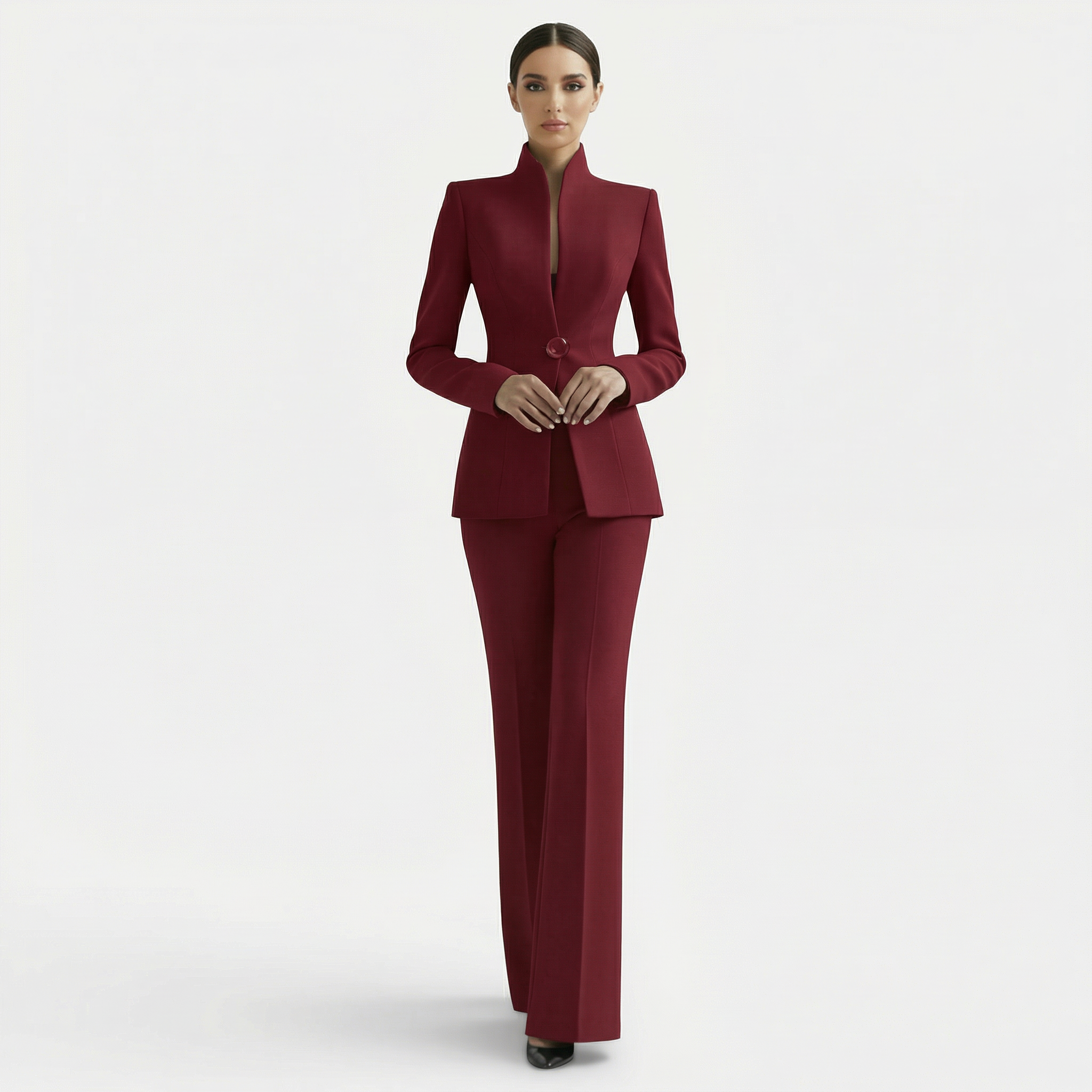 Ensemble tailleur femme veste cintrée et pantalon élégant