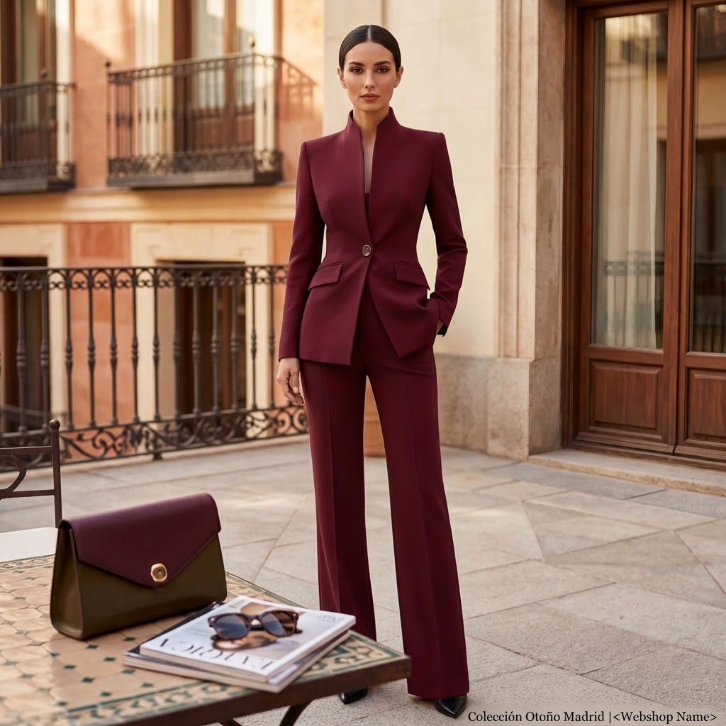 Ensemble tailleur femme veste cintrée et pantalon élégant