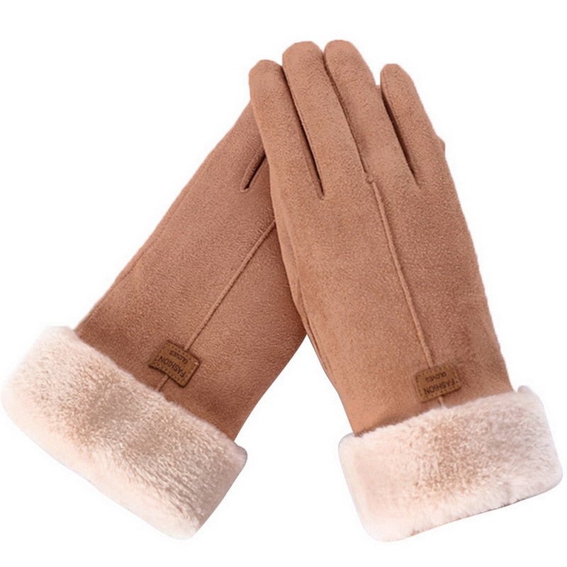 Gants d'hiver femme à doublure polaire et poignet à revers 2