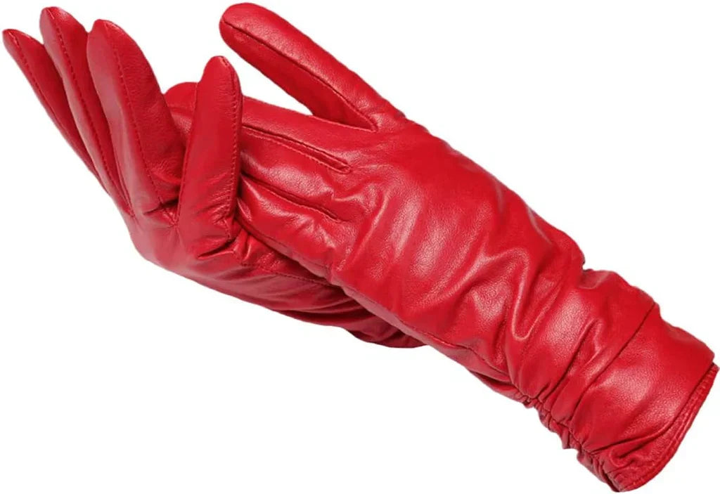 Gants d'hiver femme en cuir à doublure en laine 2