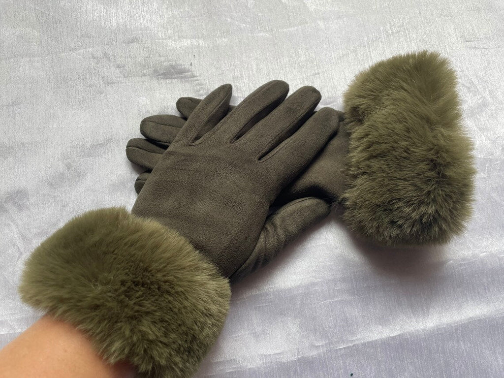 Gants d'hiver femme tactiles à bord en fausse fourrure 9
