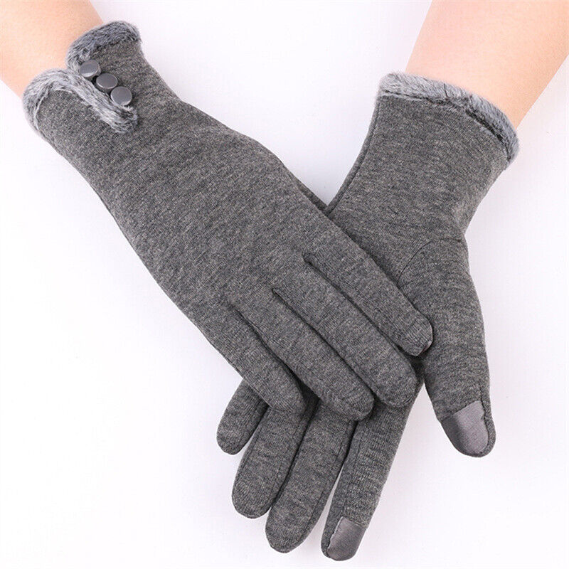 Gants d'hiver femme tactiles en laine à poignet à revers 3