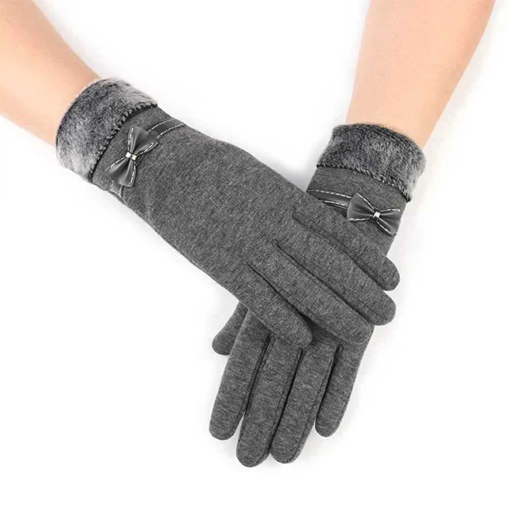 Gants d'hiver femme tactiles en laine à poignet à revers 5