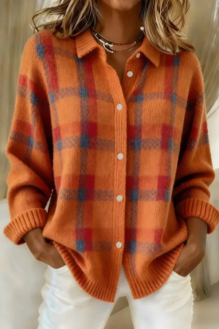 Gilet-chemise à carreaux en maille douce femme 6