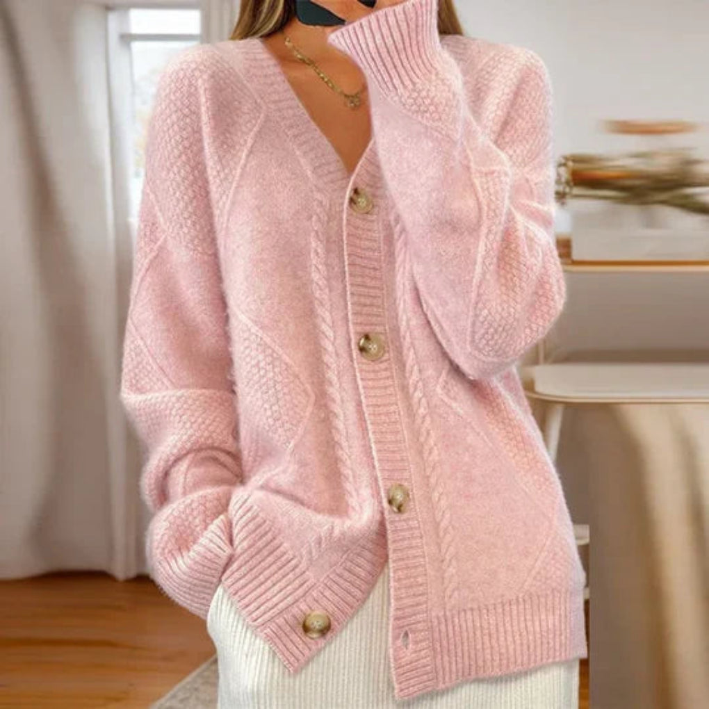 Gilet en coton femme torsadé boutonné à col montant 2