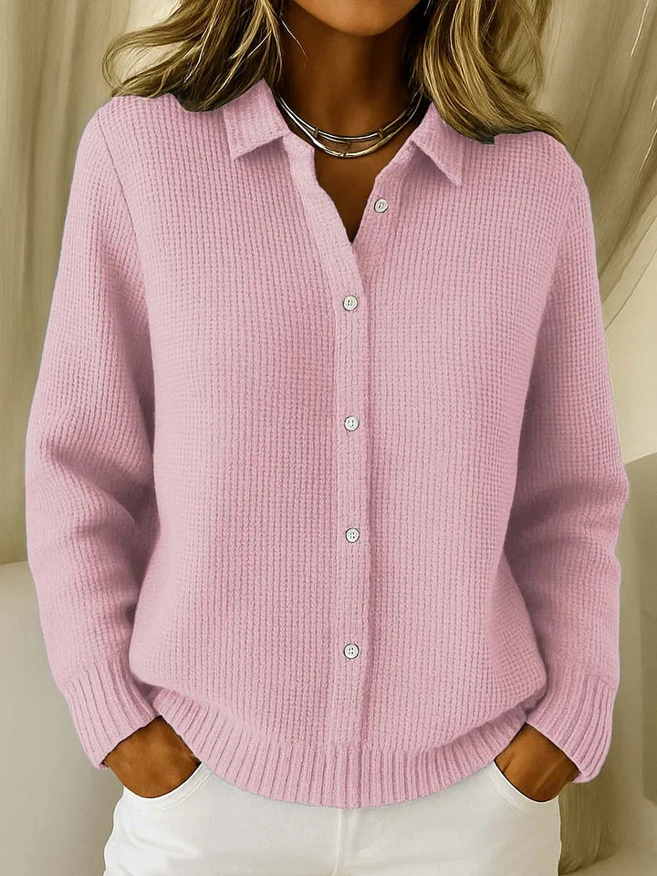 Gilet en maille douillette à col chemise femme 2