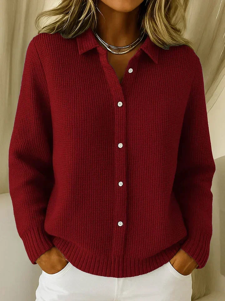 Gilet en maille douillette à col chemise femme 3