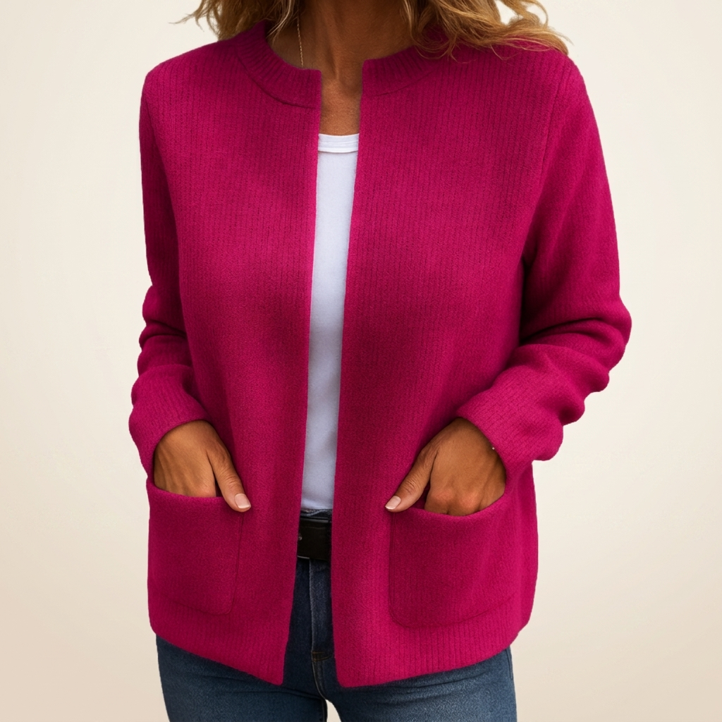 Gilet femme zippé en maille côtelée à col montant 5