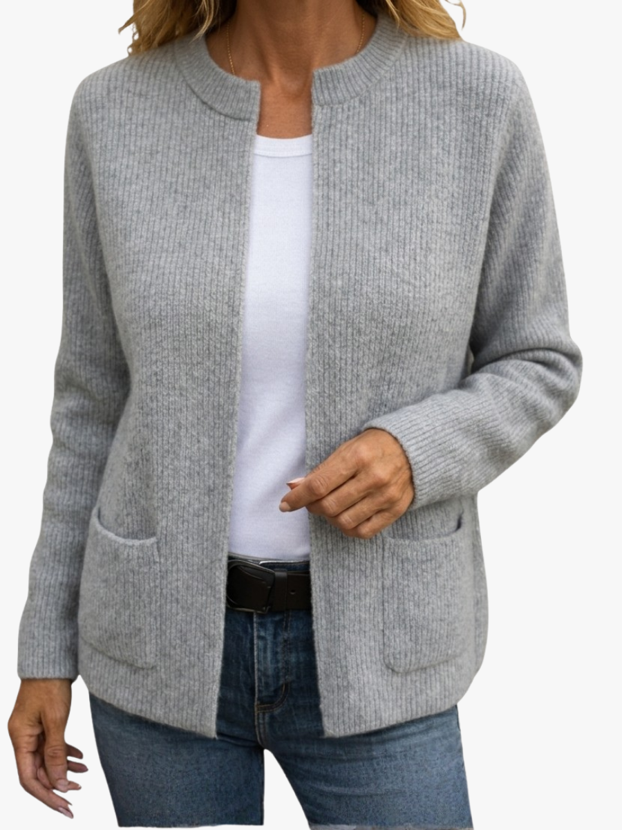 Gilet femme zippé en maille côtelée à col montant 7