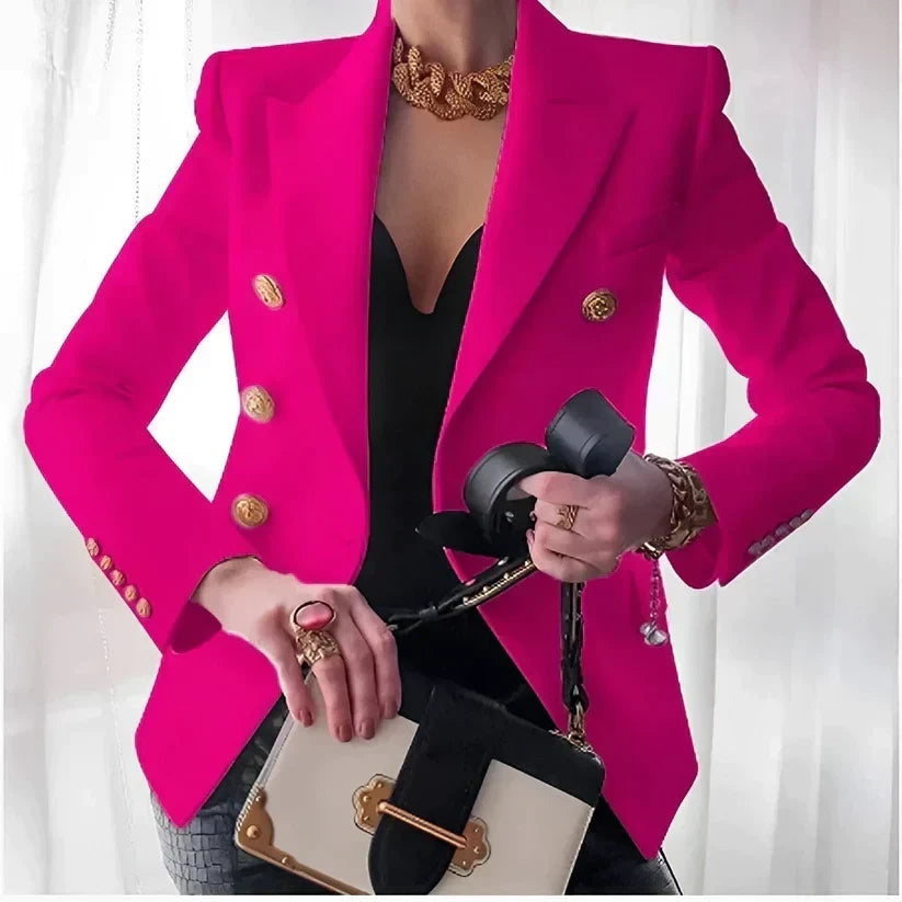 Blazer femme droit doublé à épaules structurées, col à revers et manches longues 6