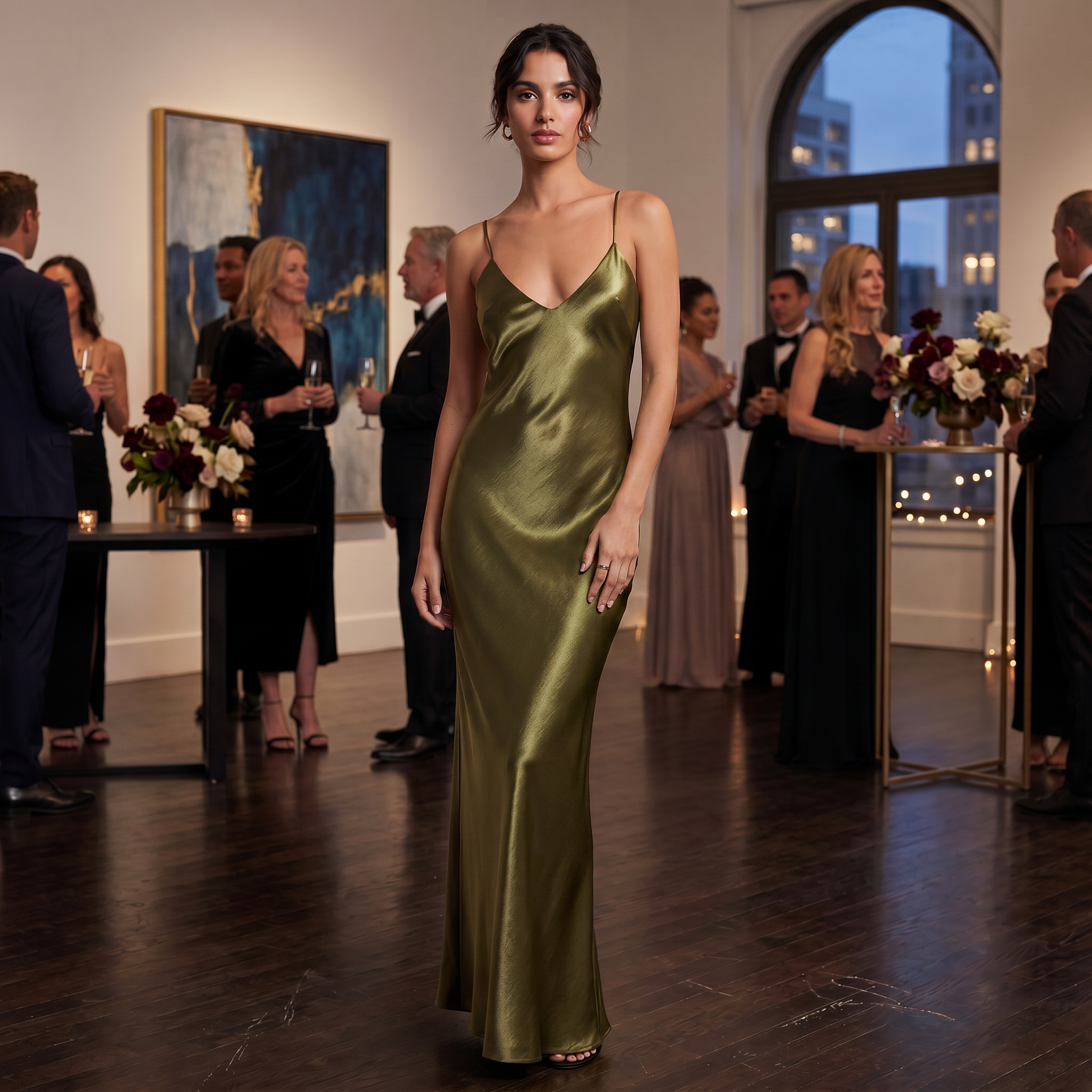 Robe nuisette satinée minimaliste élégante