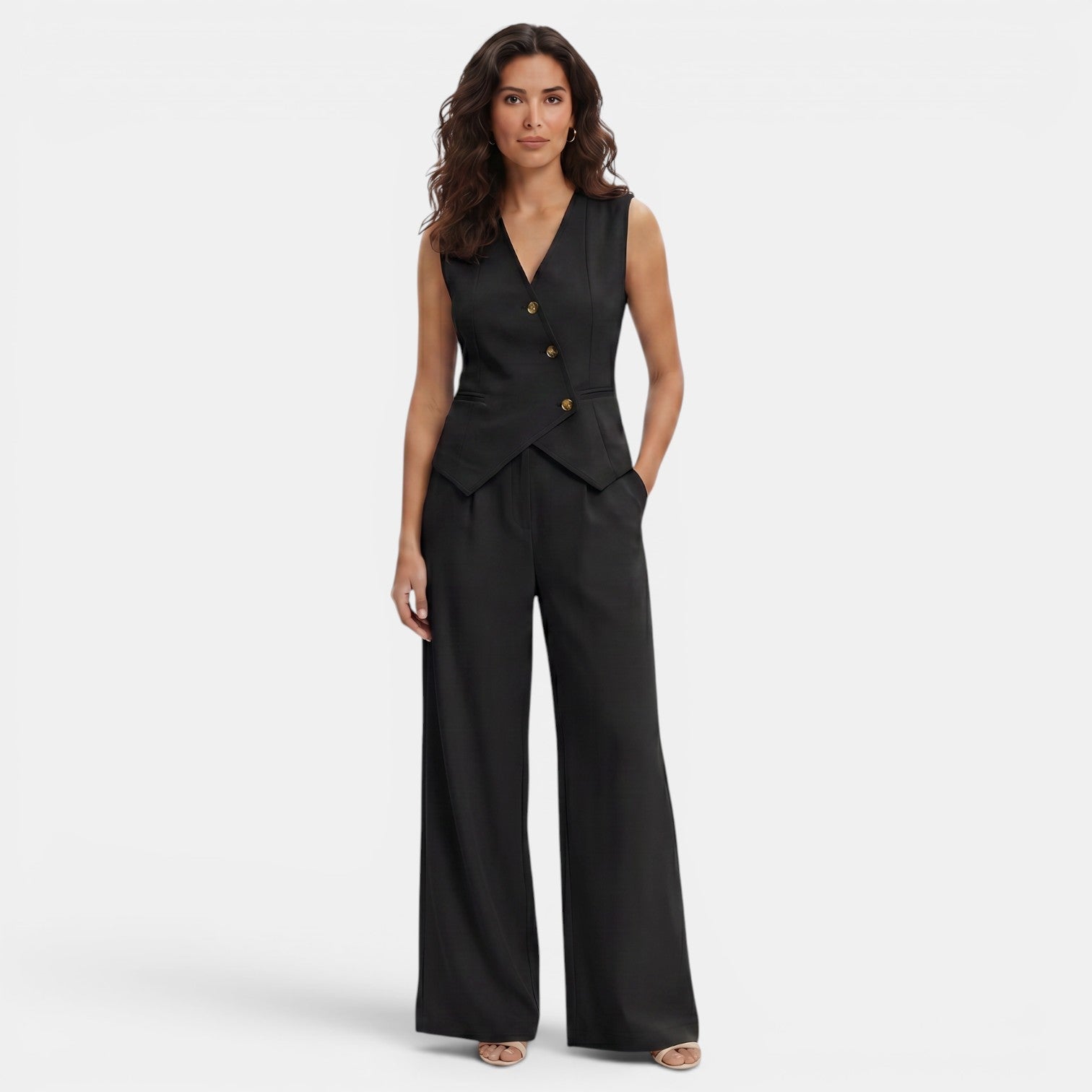 Ensemble femme gilet et pantalon, tenue chic et moderne