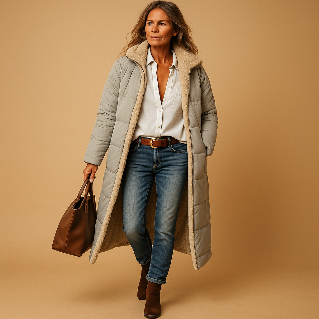 Manteau long d'hiver femme chic et élégant à coupe moderne 4