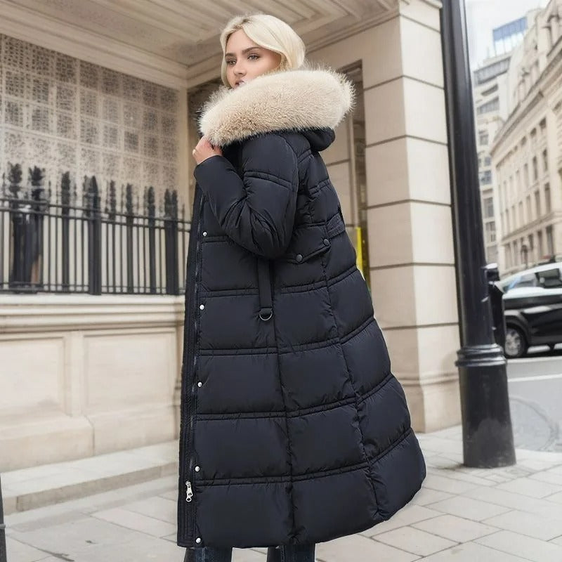 Manteau long d'hiver femme cintré à manches longues et poches 12
