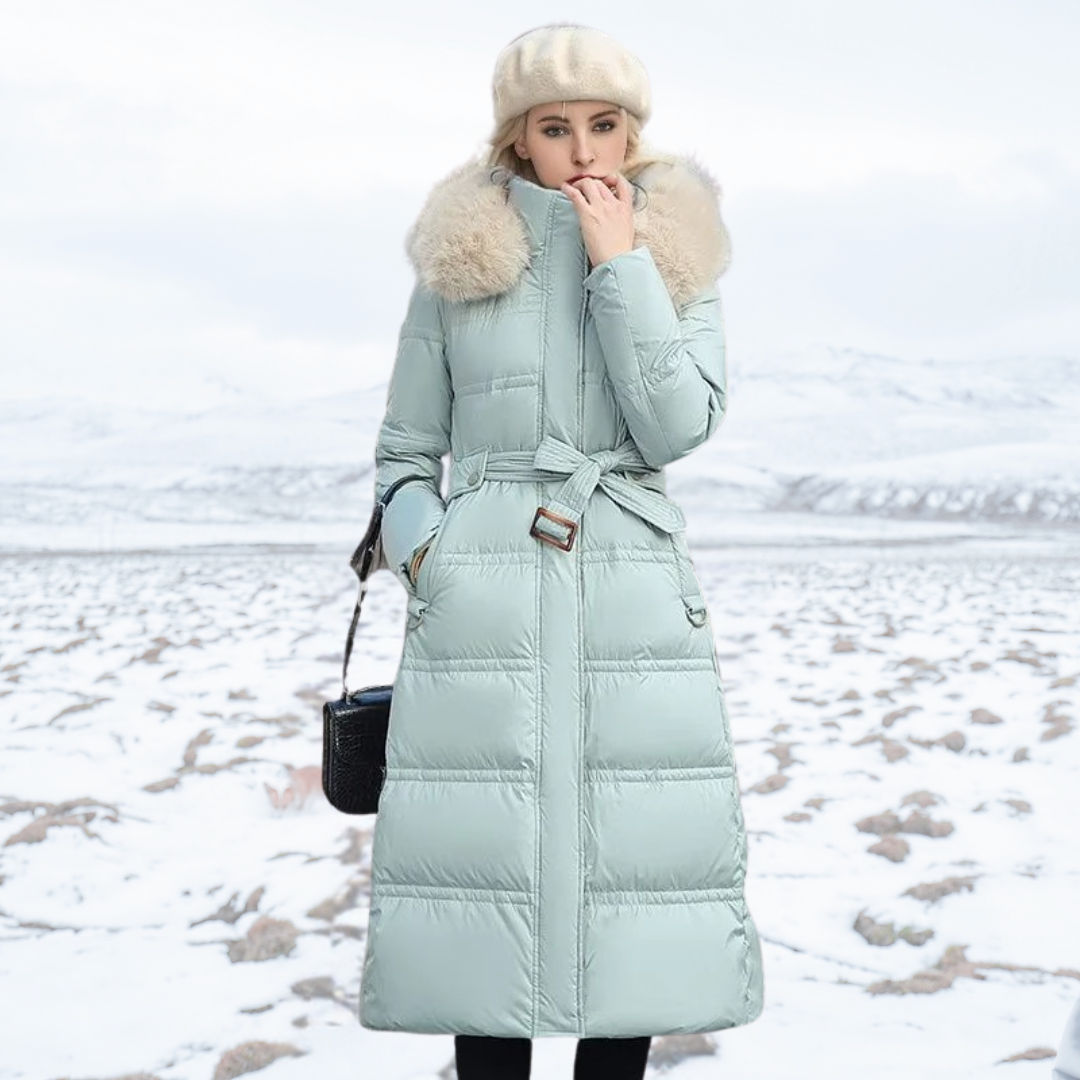 Manteau long d'hiver femme cintré à manches longues et poches 7
