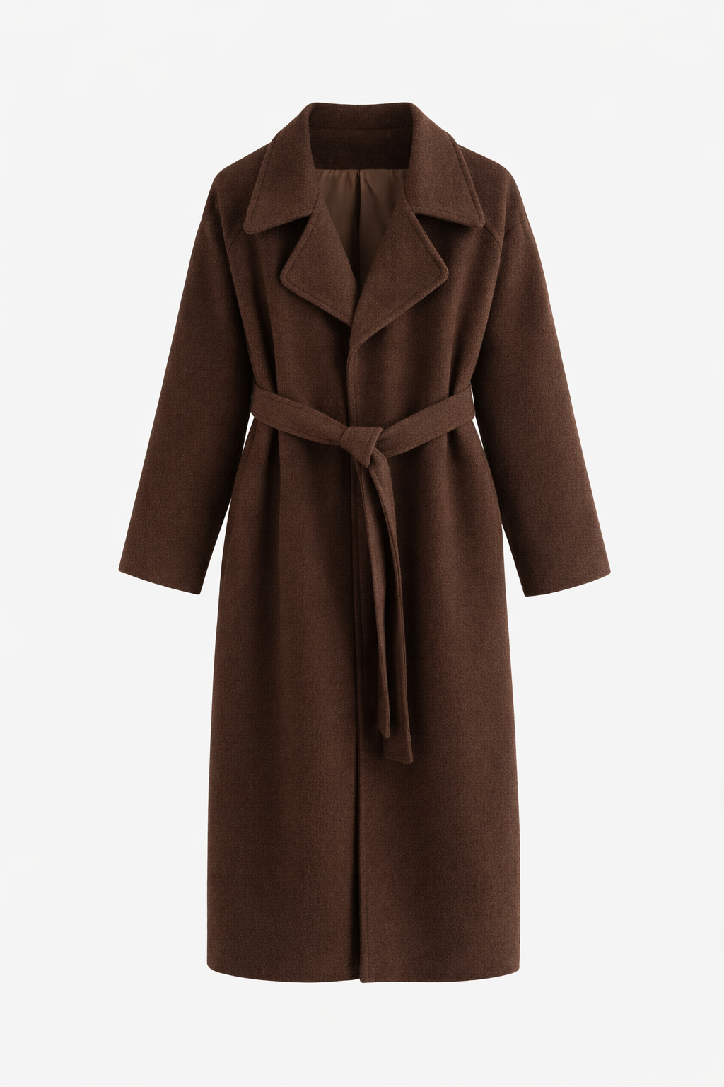 Manteau long en laine femme cache-cœur à col cranté 2