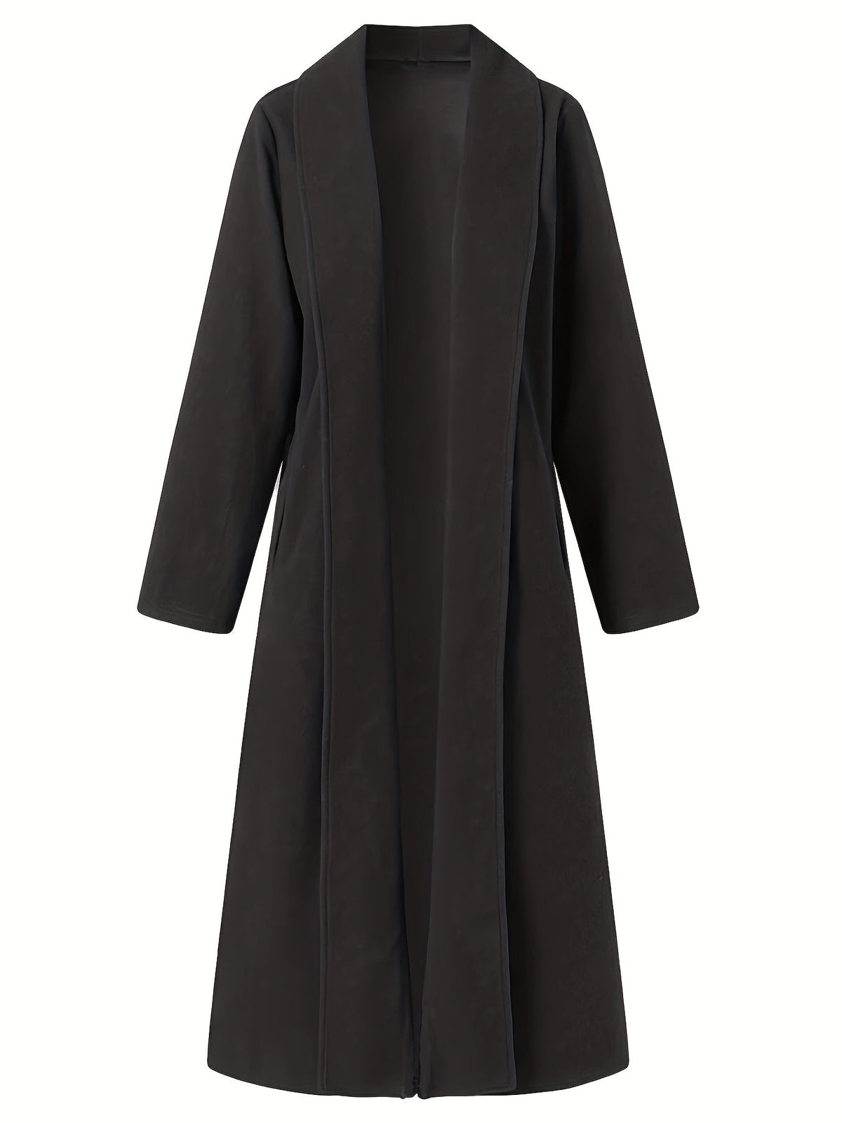 Manteau long femme en laine coupe évasée à col à revers 8