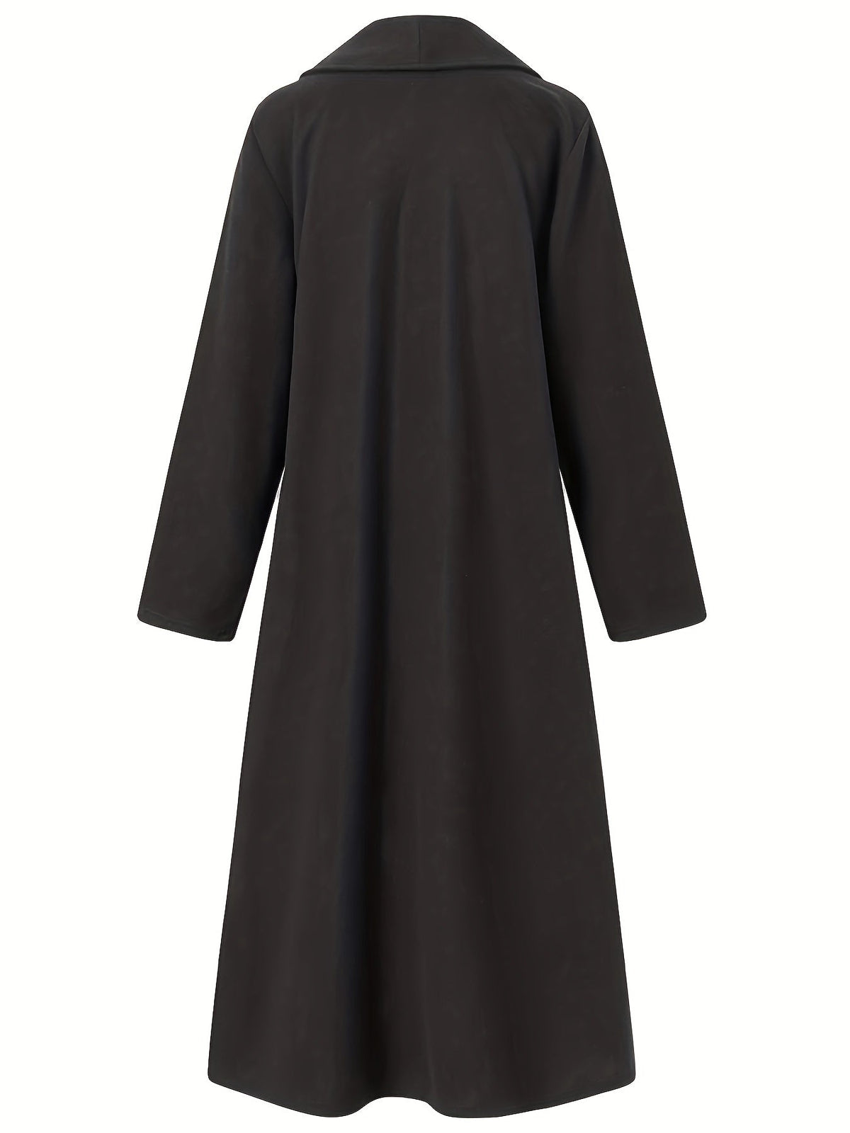 Manteau long femme en laine coupe évasée à col à revers 9