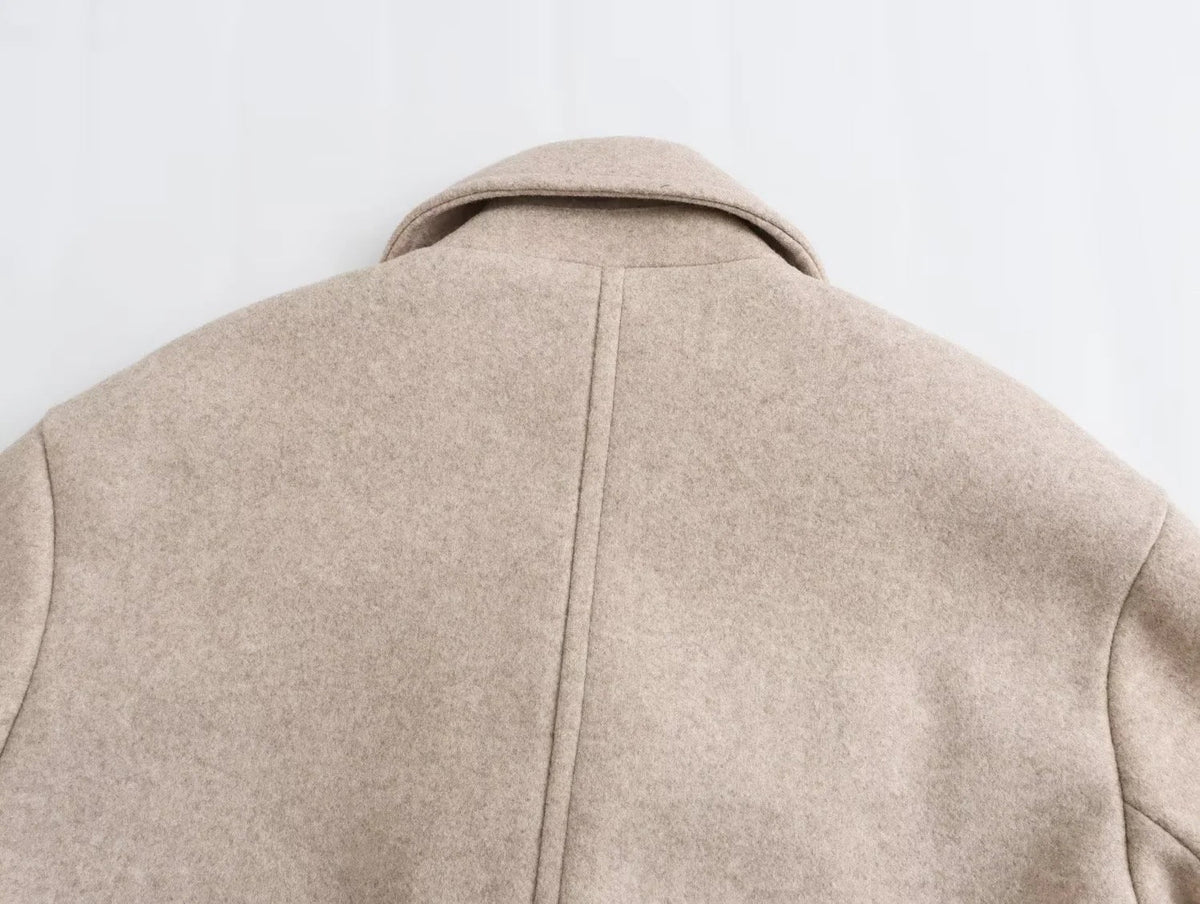 Manteau mi-long femme en laine à revers cranté et double boutonnage 10