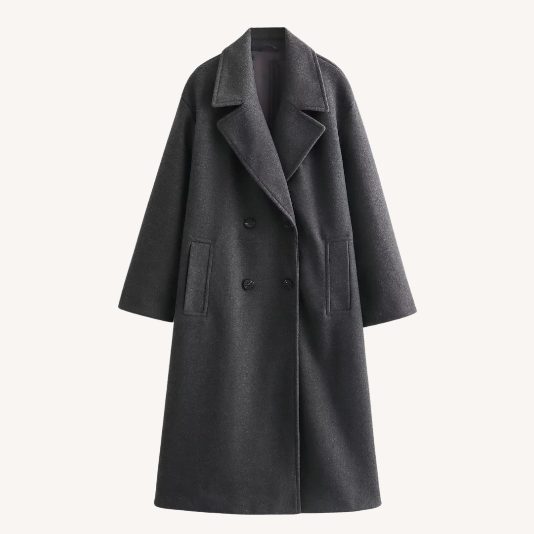 Manteau mi-long femme en laine à revers cranté et double boutonnage 2