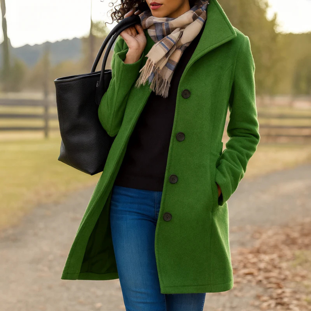Manteau mi-long femme en laine coupe droite à col tailleur 3