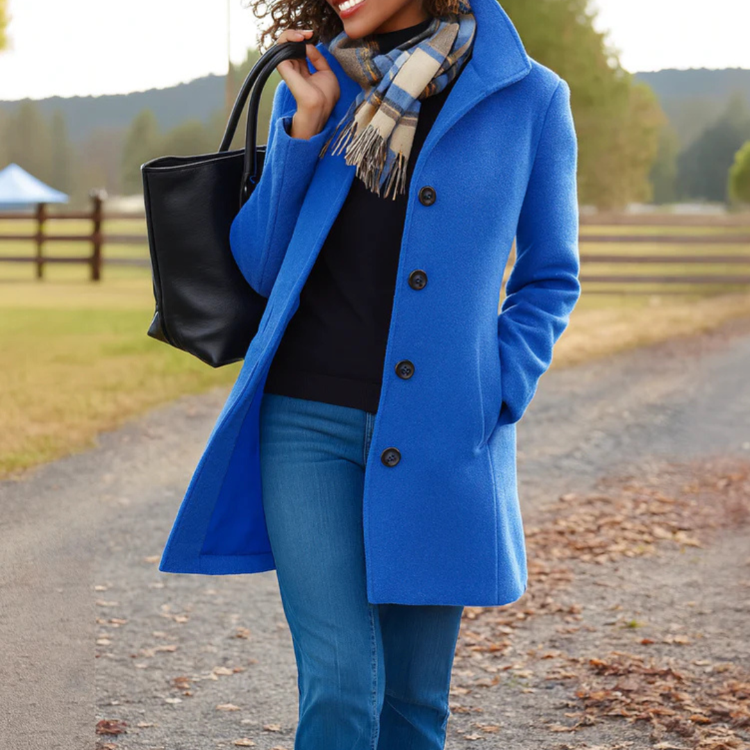Manteau mi-long femme en laine coupe droite à col tailleur 8