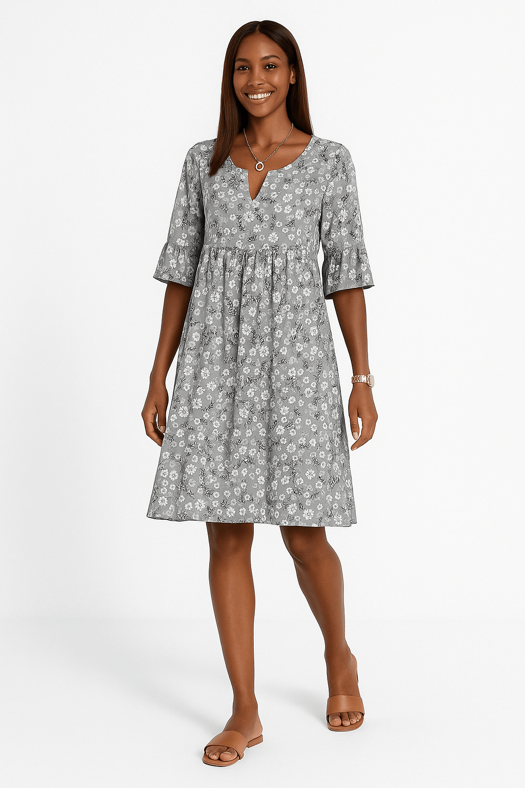 Robe midi à imprimé floral femme