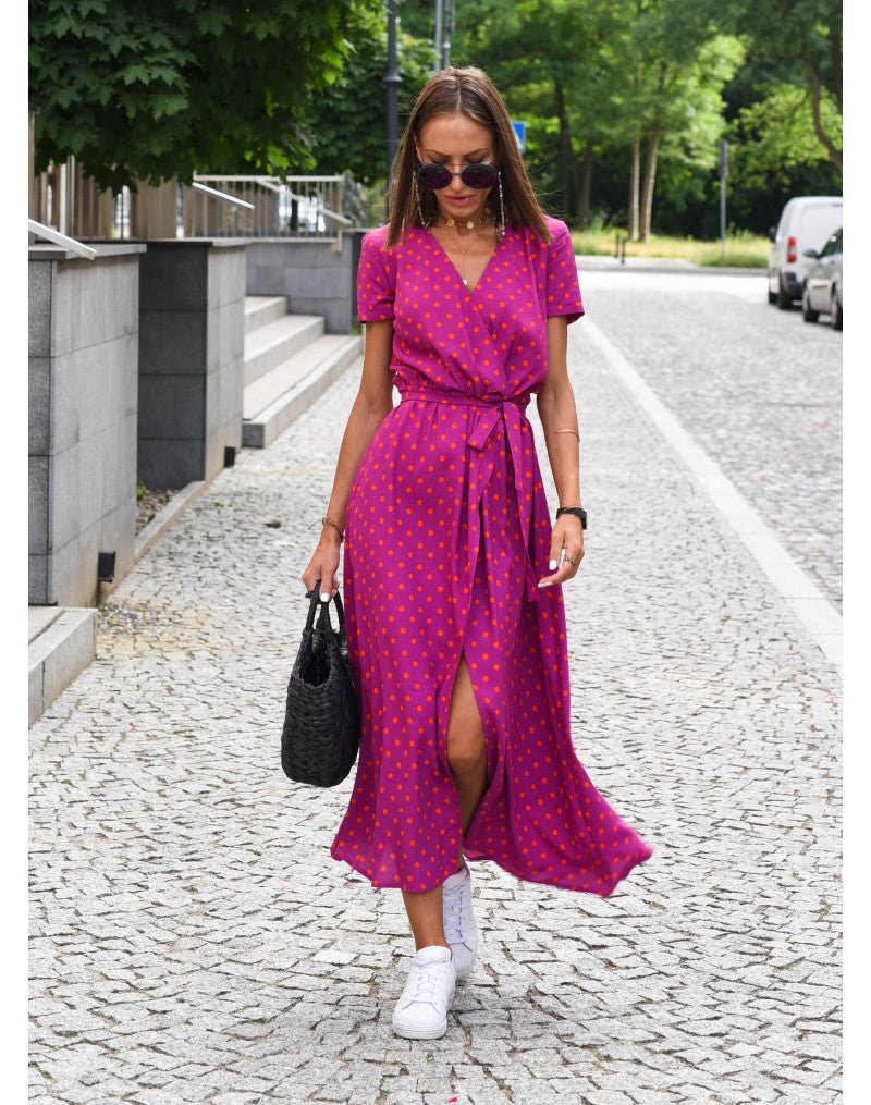 Robe midi portefeuille à imprimé femme