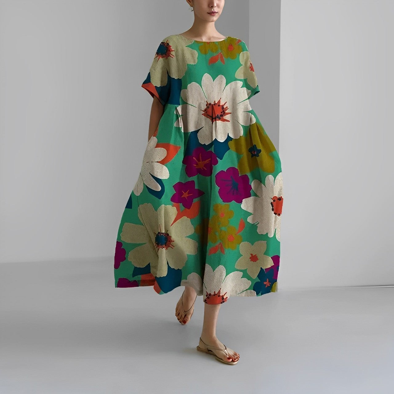 Robe midi ample à imprimé femme